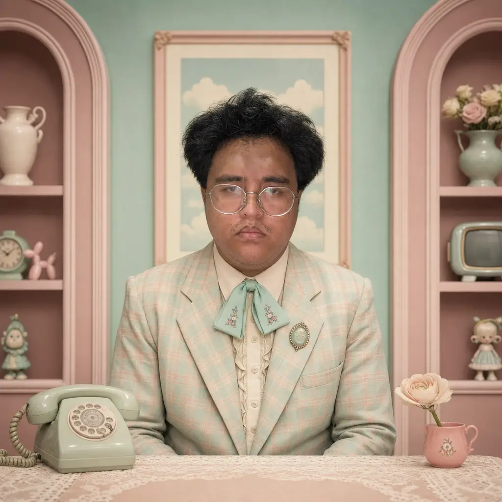 AI portrait: Wes Anderson Symmetry (Cinematic / Editorial)