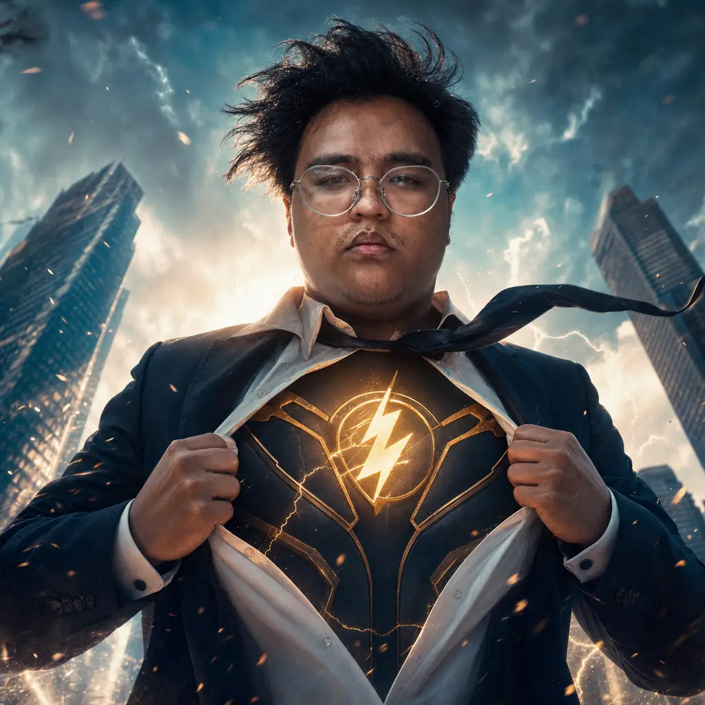 AI portrait: Superhero Reveal (Cinematic / Editorial)