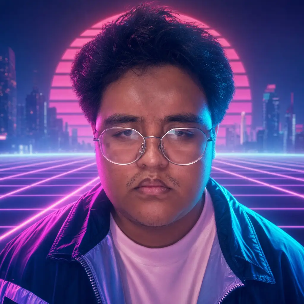 AI portrait: Neon Synthwave Portrait (Cinematic / Editorial)