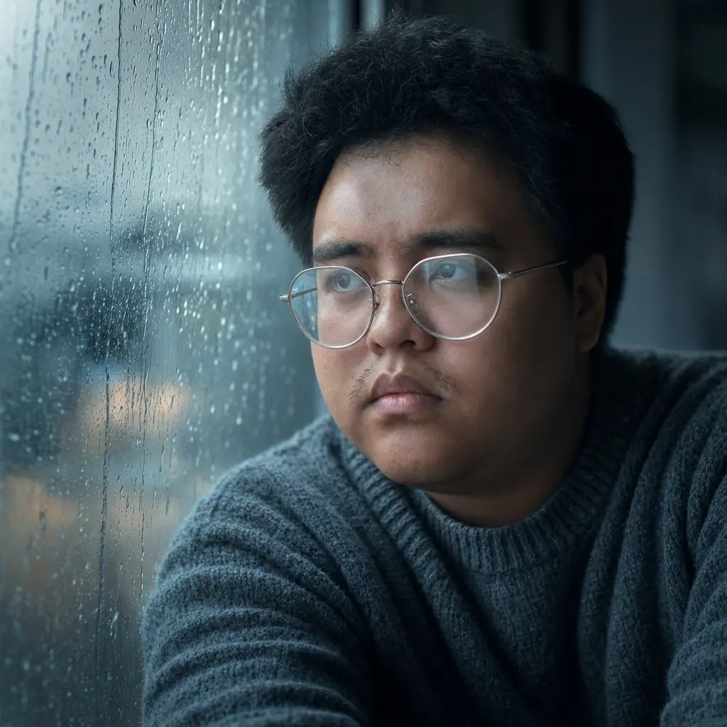 AI portrait: Cinematic Rain Window (Cinematic / Editorial)