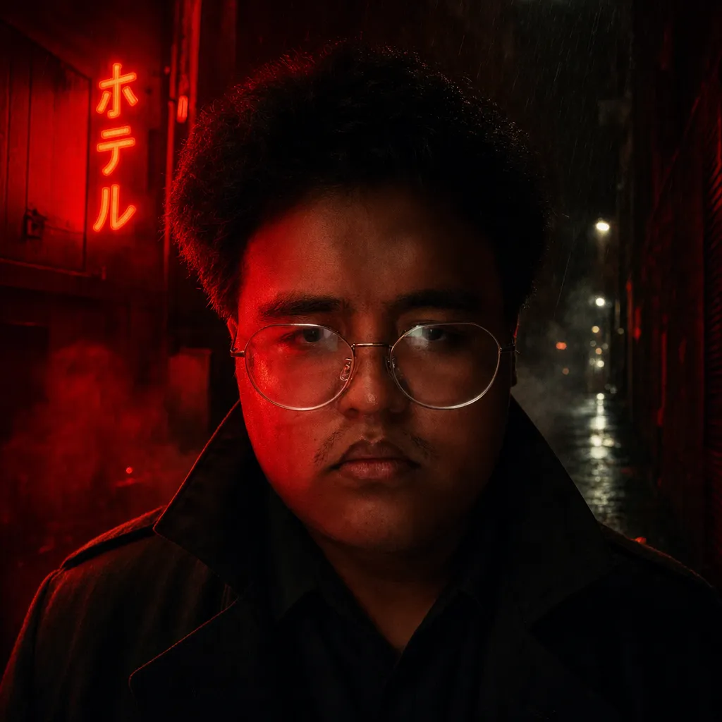 AI portrait result: Neo-Noir Red Light