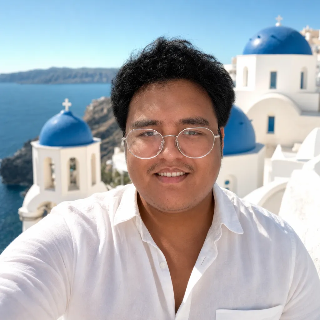 AI portrait result: Santorini Blue Domes