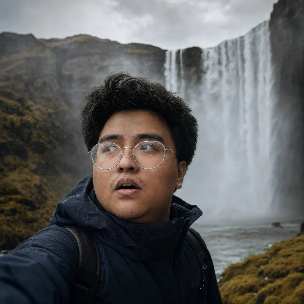 AI portrait result: Iceland Waterfall