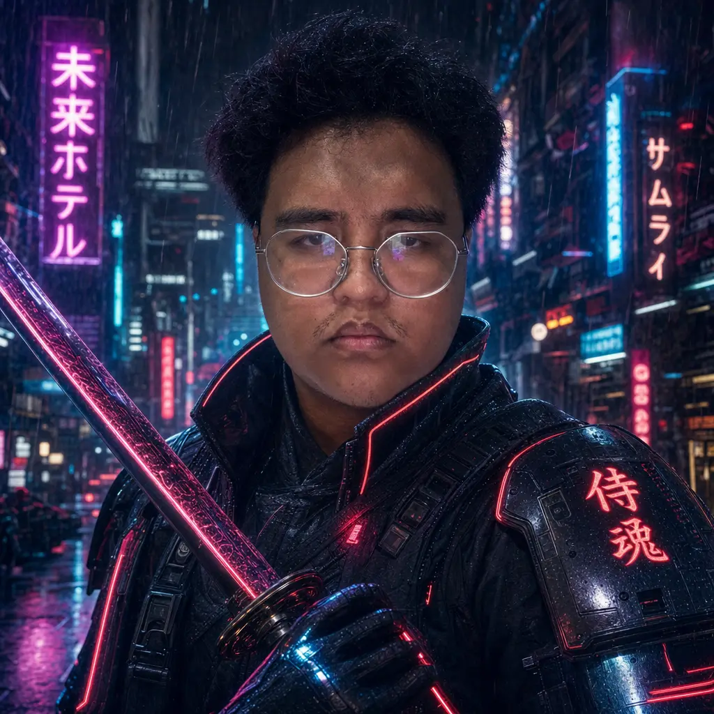 AI portrait: Cyberpunk Street Samurai (Fantasy / Themed)