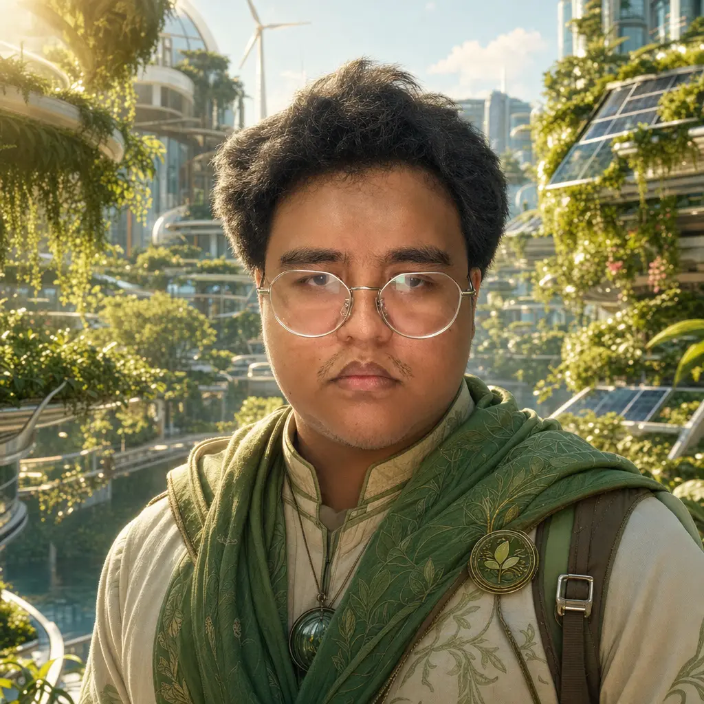 AI portrait: Solarpunk Visionary (Fantasy / Themed)